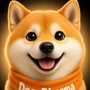 DogeDharma, a smiling cartoon shiba